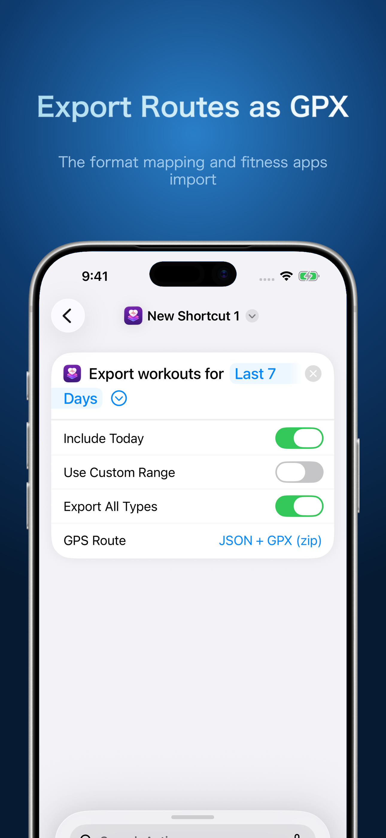 Exporting workout routes as GPX from Shortcuts